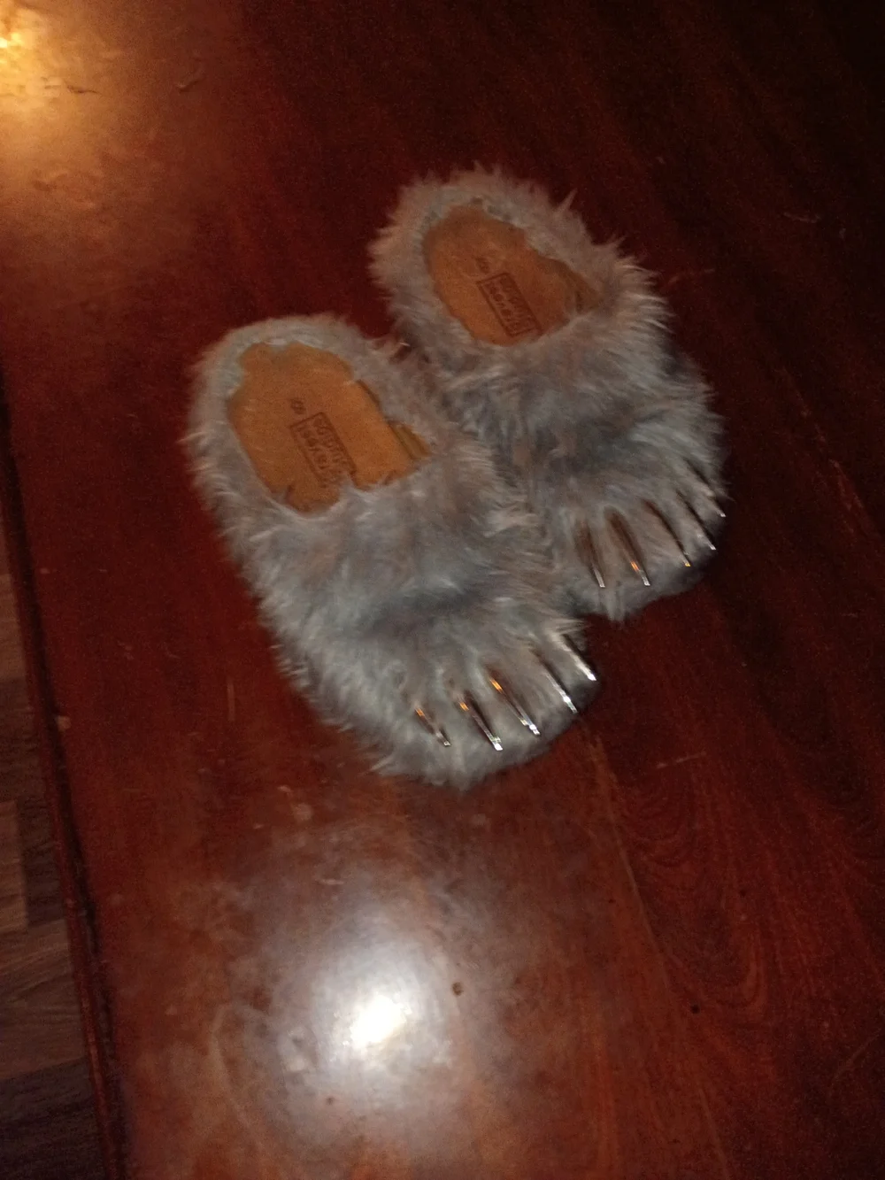 Bravest Studios Gray Faux-Fur Claw Slip-On Slippers